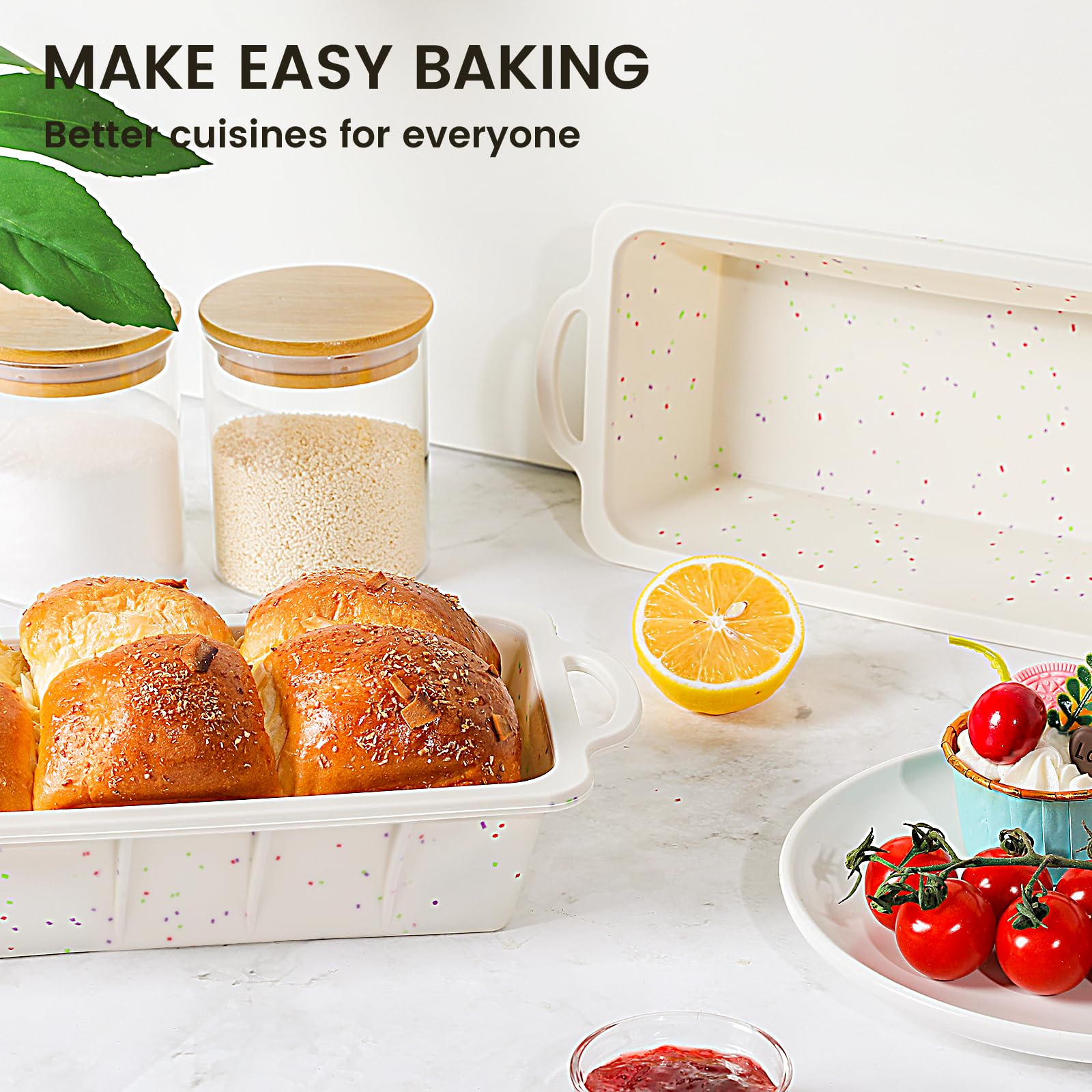 Vinino 2 Pack XLarge Nonstick Silicone Loaf Pans 12.5 x 5.5'' for Baking