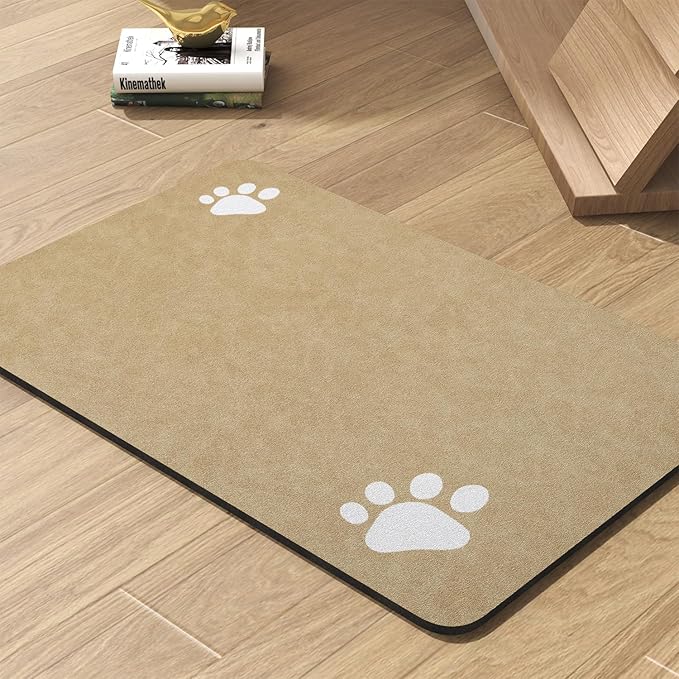 PADOOR Pet Feeding Mat-Absorbent Dog Mat for Food and Water Bowl-No Stains Easy Clean Dog Food Mat-Quick Dry Water Dispenser-Puppy Supplies Accessories