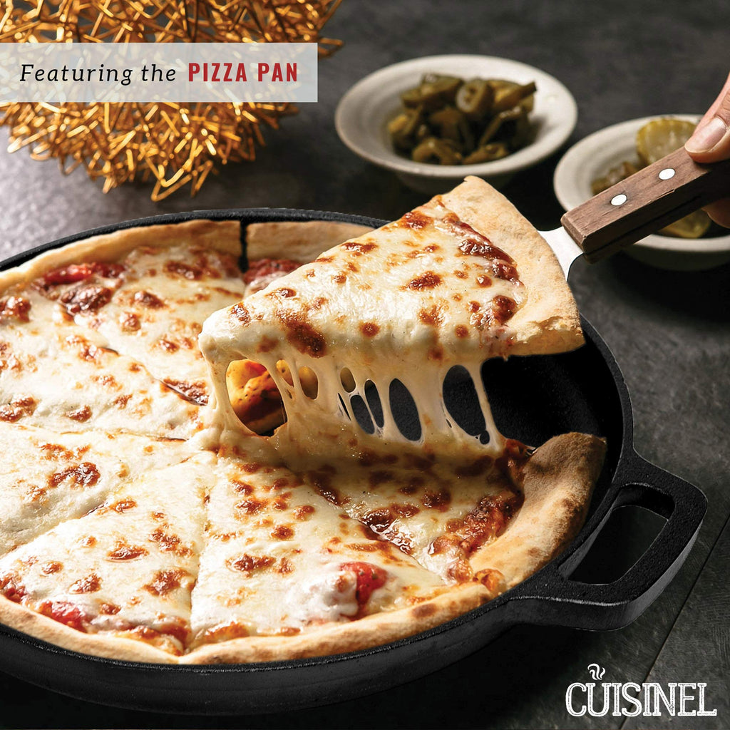 Cast Iron Cookware 18-Piece Set - Pre-Seasoned 6" + 8" + 10" + 12" Skillet + Grill Pan+Lid + Griddle + Pizza Pan + Dutch Oven+Cover/Pan + Panrack + Silicone Handle Cover + Pan Scraper/Cleaner