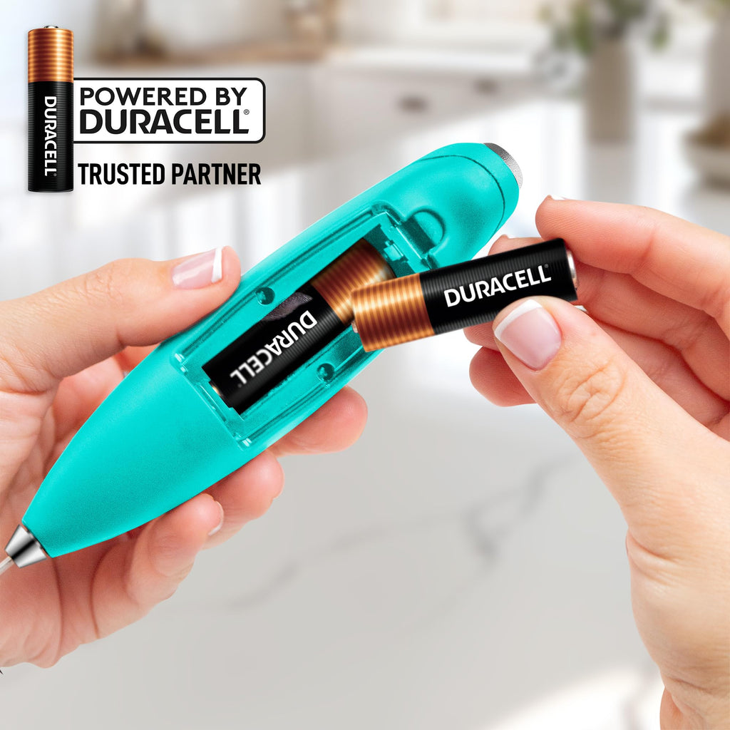 Zulay Kitchen Powerful Milk Frother Wand With Duracell Batteries - Ultra Fast Handheld Drink Mixer - Electric Whisk Foam Maker for Coffee, Lattes, Cappuccino & Matcha - Double Whisk - Caribbean Aqua