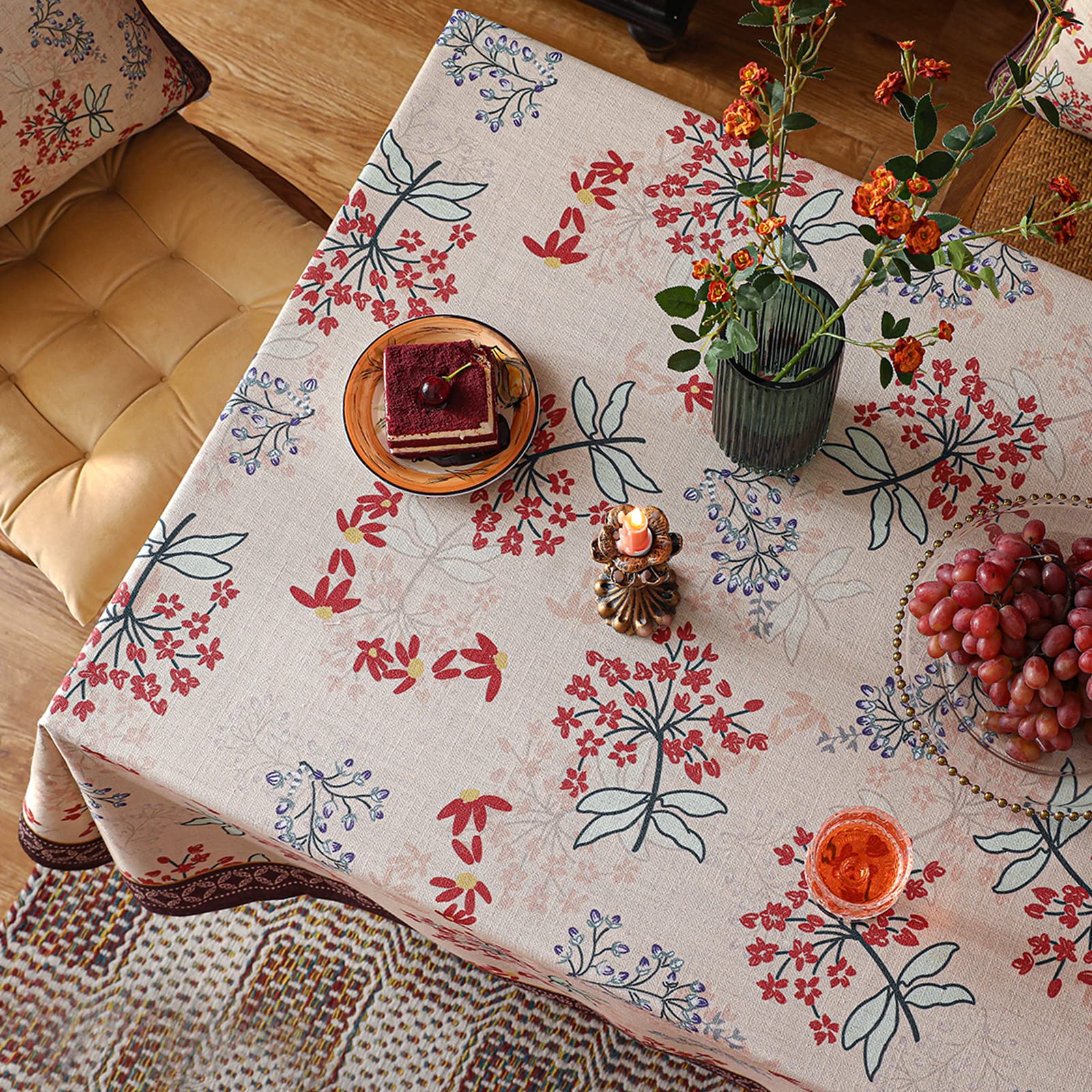 patdrea Vintage French Linen Tablecloth,Square,55"x55"-NewMari