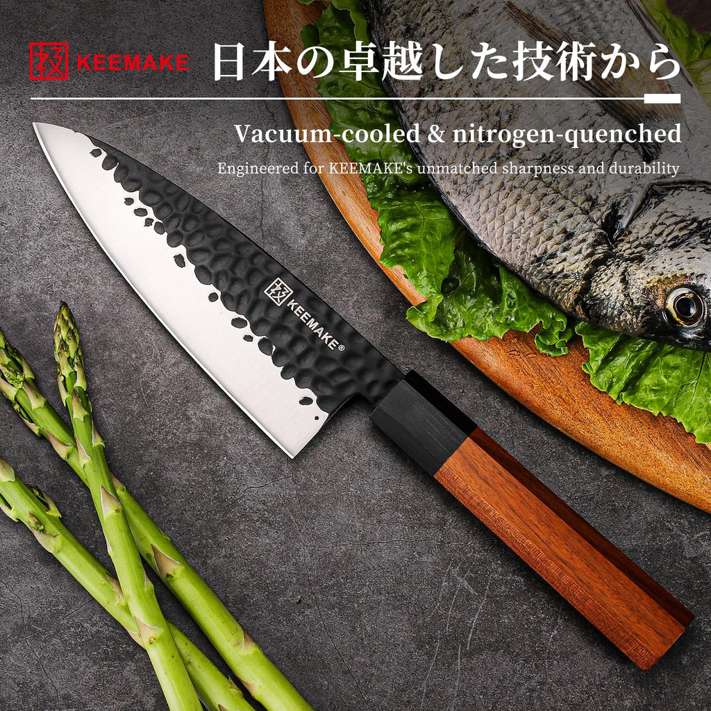 KEEMAKE Deba Knife 6 inch, Double Bevel Japanese 440C Stainless Steel