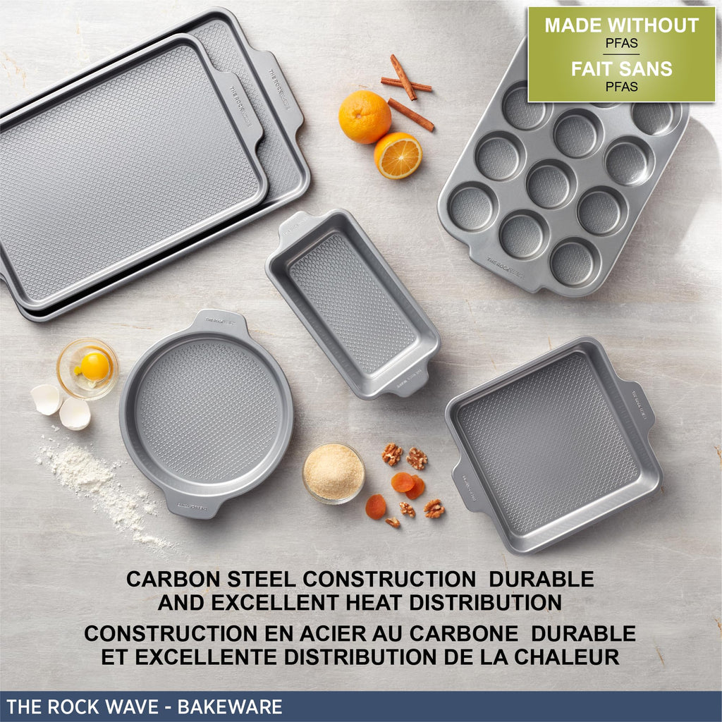 Starfrit The Rock Wav 9" Non-Stick Square Baking Pan, Carbon Steel, Grey
