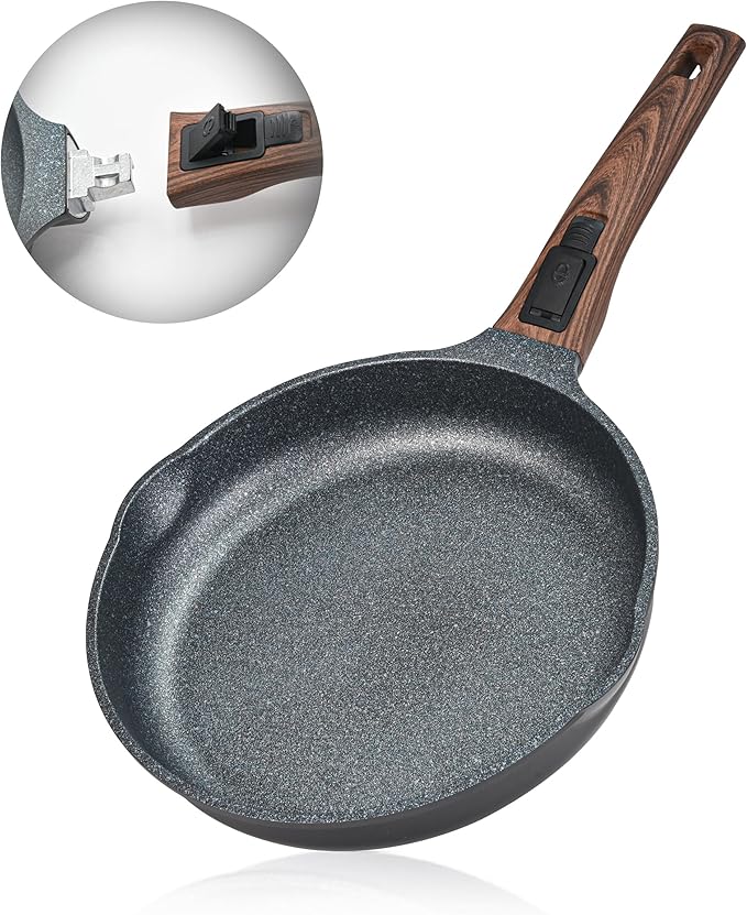 Bakoniion 10 Inch Smart Nonstick Frying Pan with Removable Handle,Cast Aluminum and Anti-Scratch Skillet, Compatible with All Stovetops,Dishwasher and Oven Safe