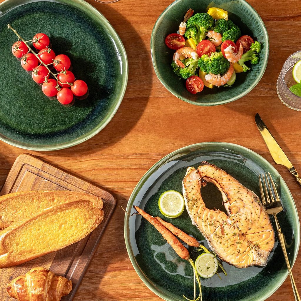 AmorArc Ceramic Dinnerware Sets for 8, 24Pcs Plates and Bowls Sets Dishes