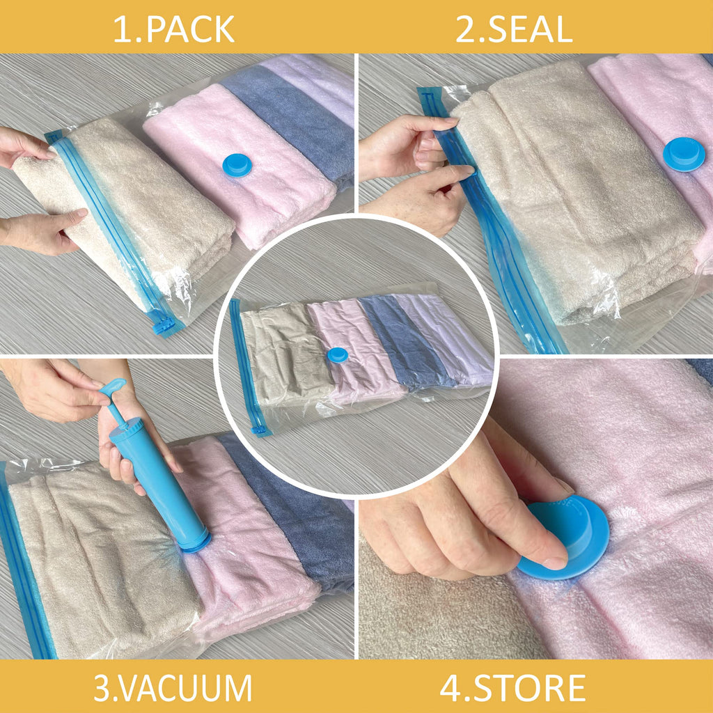 Roomimaster Vacuum Storage Bags, Vacuum Seal Space Saver Bags for Clothing, Travel Lugggage, Carry-on, Blankets, Comforters, Pillow, Bedding, 10 Medium