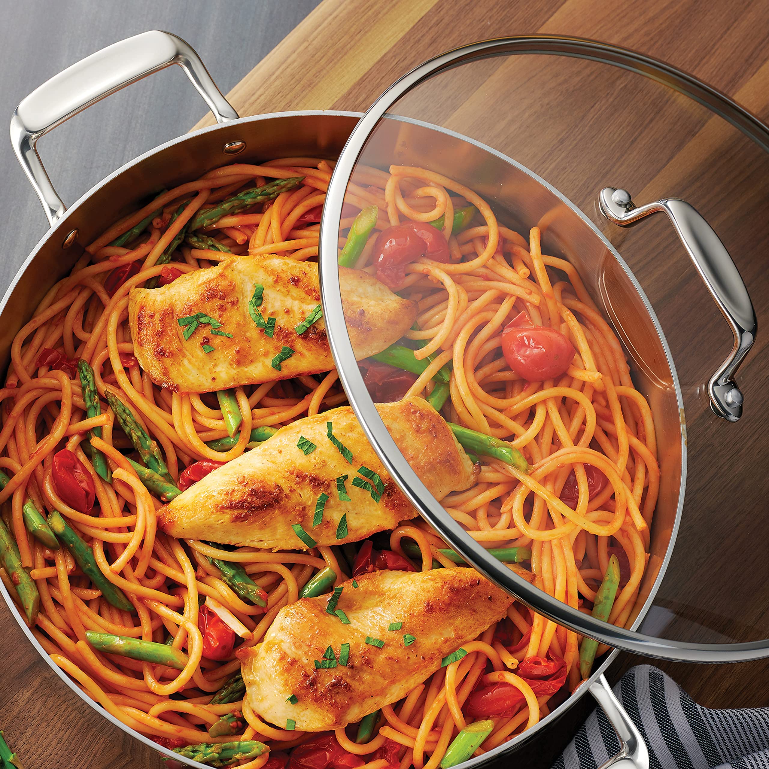 Tramontina Boston Tri-Ply Clad Stainless Steel 6-Quart Braiser Pan with Lid