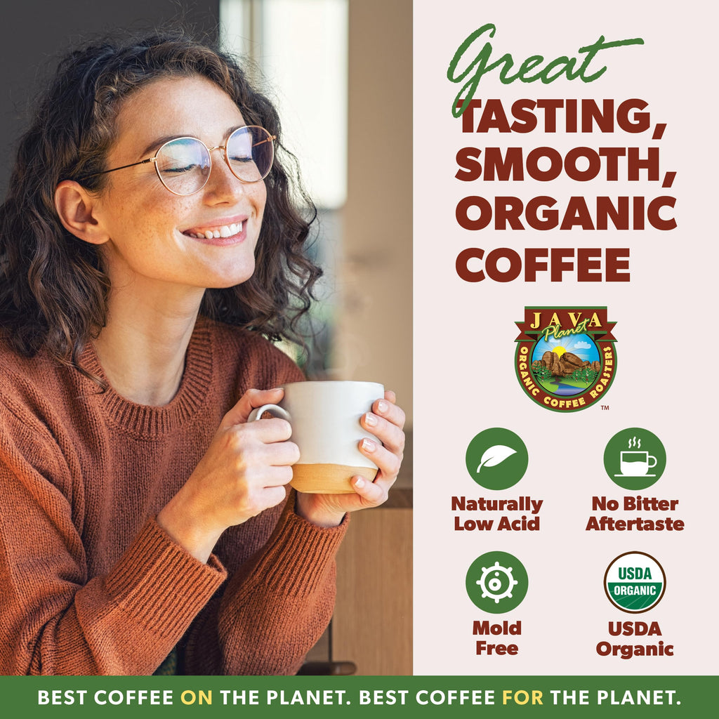 Java Planet Low Acid Organic Whole Bean Coffee, Guatemalan, Med Roast 5lb