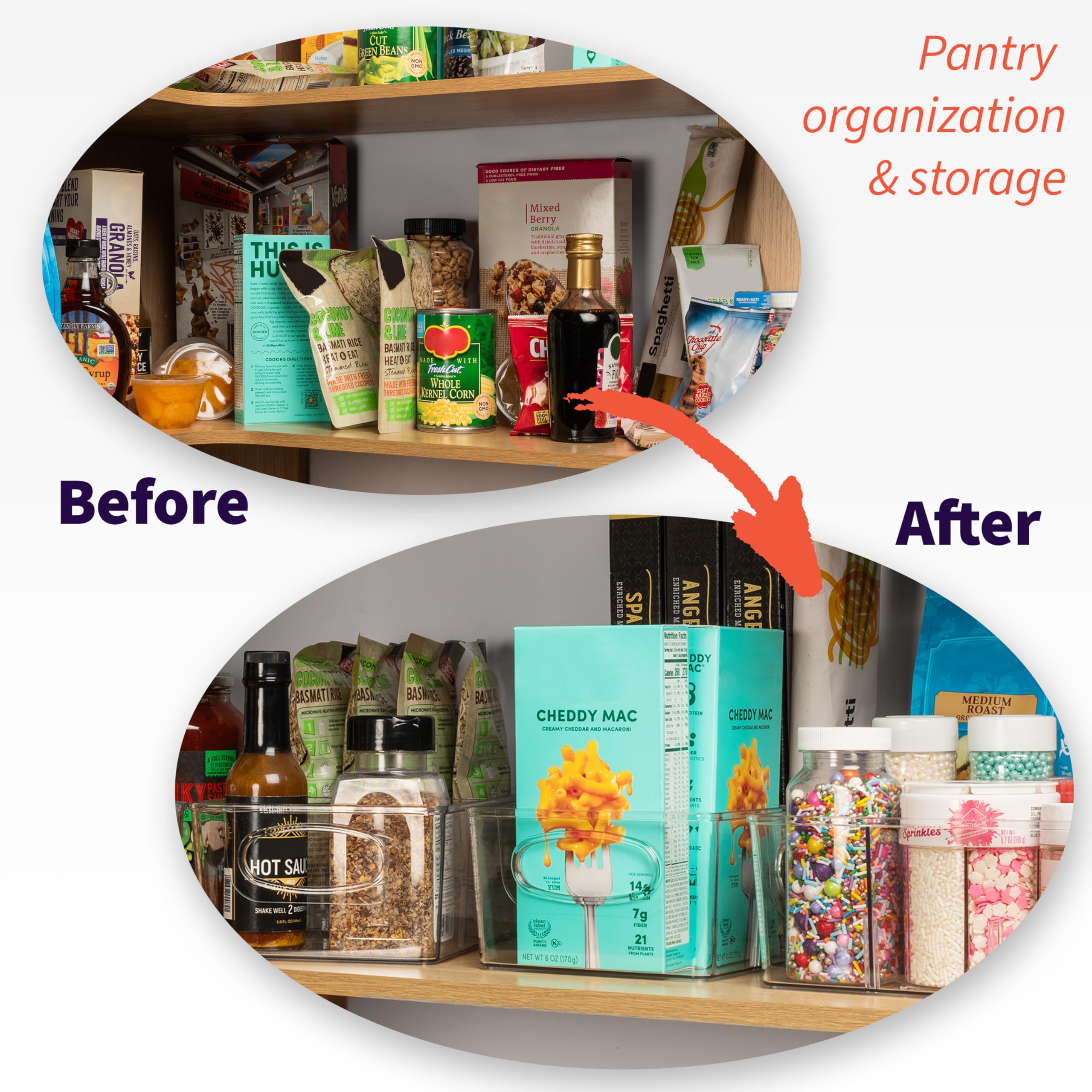 ClearSpace Plastic Pantry Organization and Storage Bins with Removable Dividers – XL Perfect Kitchen / Refrigerator/ Cabinet Organizers, 2 Pack
