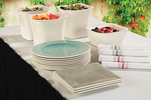 Carlisle FoodService Products Grove Reusable Plastic Plate Square Plate with Rim for Home and Restaurant, Melamine, 10.5 Inches, Aqua, (Pack of 12)