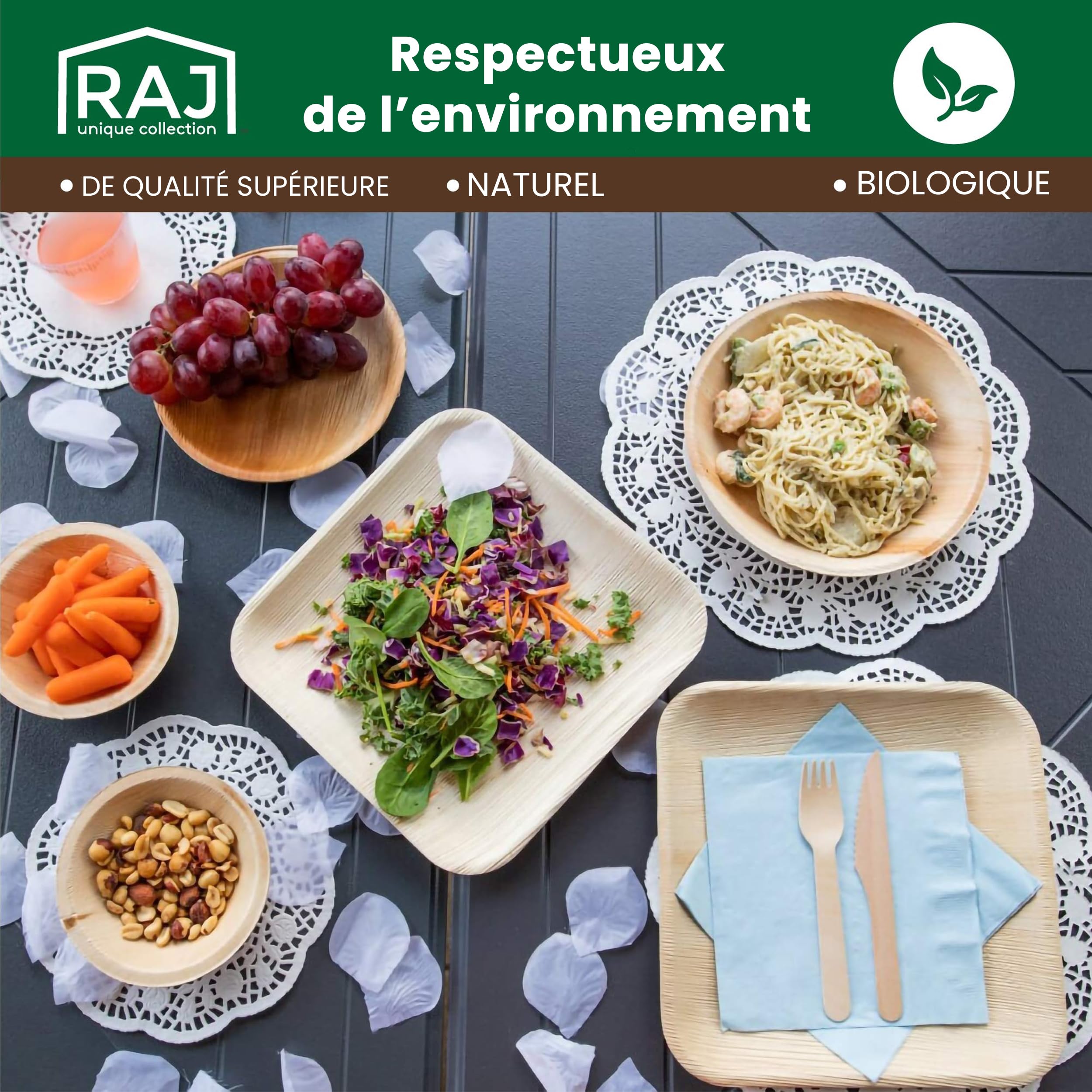 Raj Palm Leaf Disposable Heavy Duty 4" Square Bowls 25 Pack