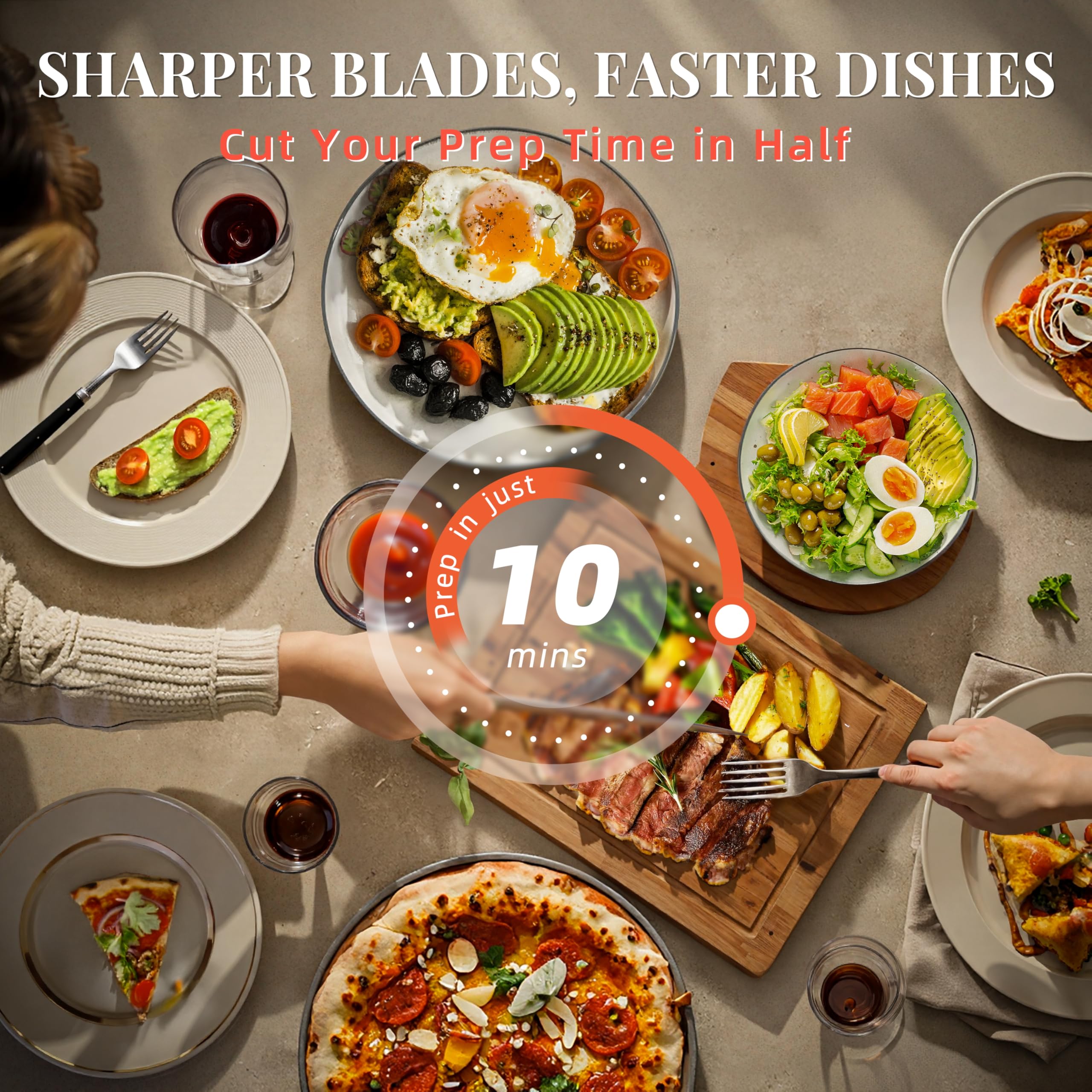 KnifeSaga 14 Pcs Kitchen Knife Set, Premium, Razor Sharp, Japanese Steel