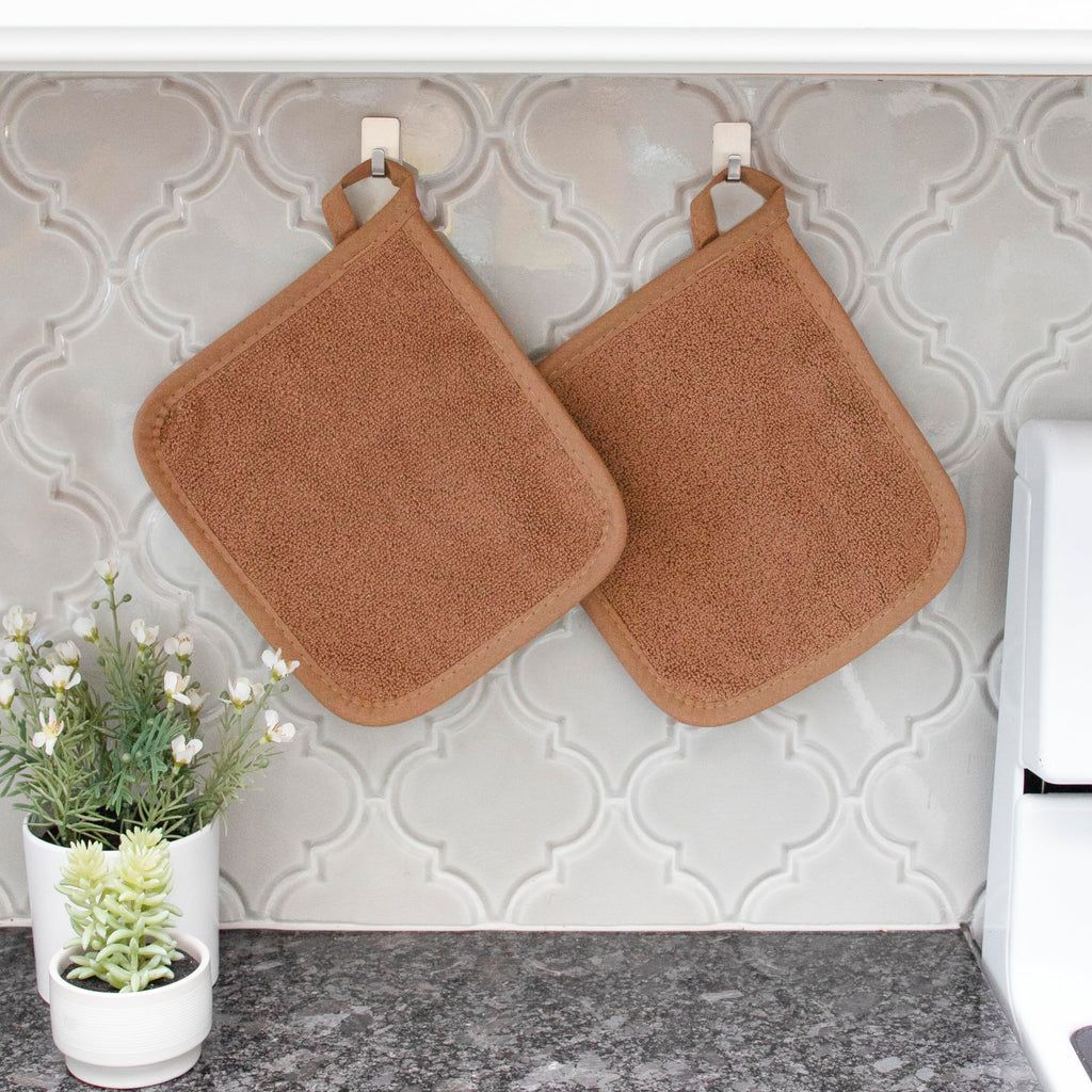 RITZ Terry Potholder & Hot Pad: Unparalleled Heat Resistant, Durable 100% Cotton – Ergonomically Designed for Optimal Grip – Easy-Care Machine Washable – 2-Pack, Copper