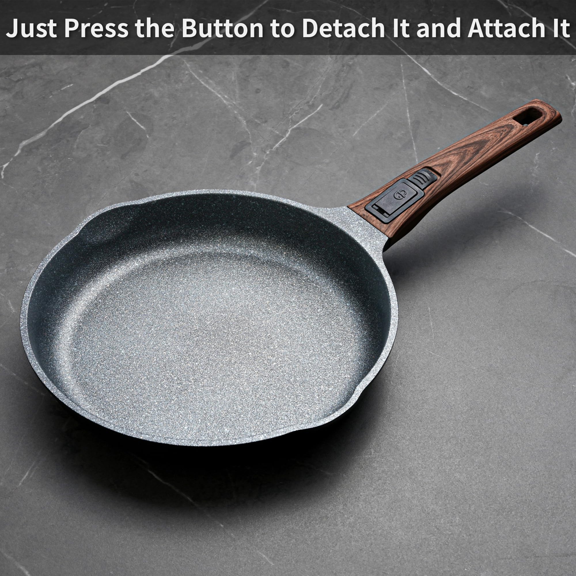 Bakoniion 10 Inch Smart Nonstick Frying Pan with Removable Handle,Cast Aluminum and Anti-Scratch Skillet, Compatible with All Stovetops,Dishwasher and Oven Safe