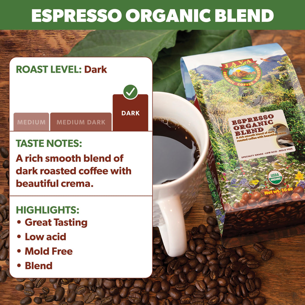 Java Planet Organic Espresso Beans, Whole Bean Dark Roast Coffee, 32 oz