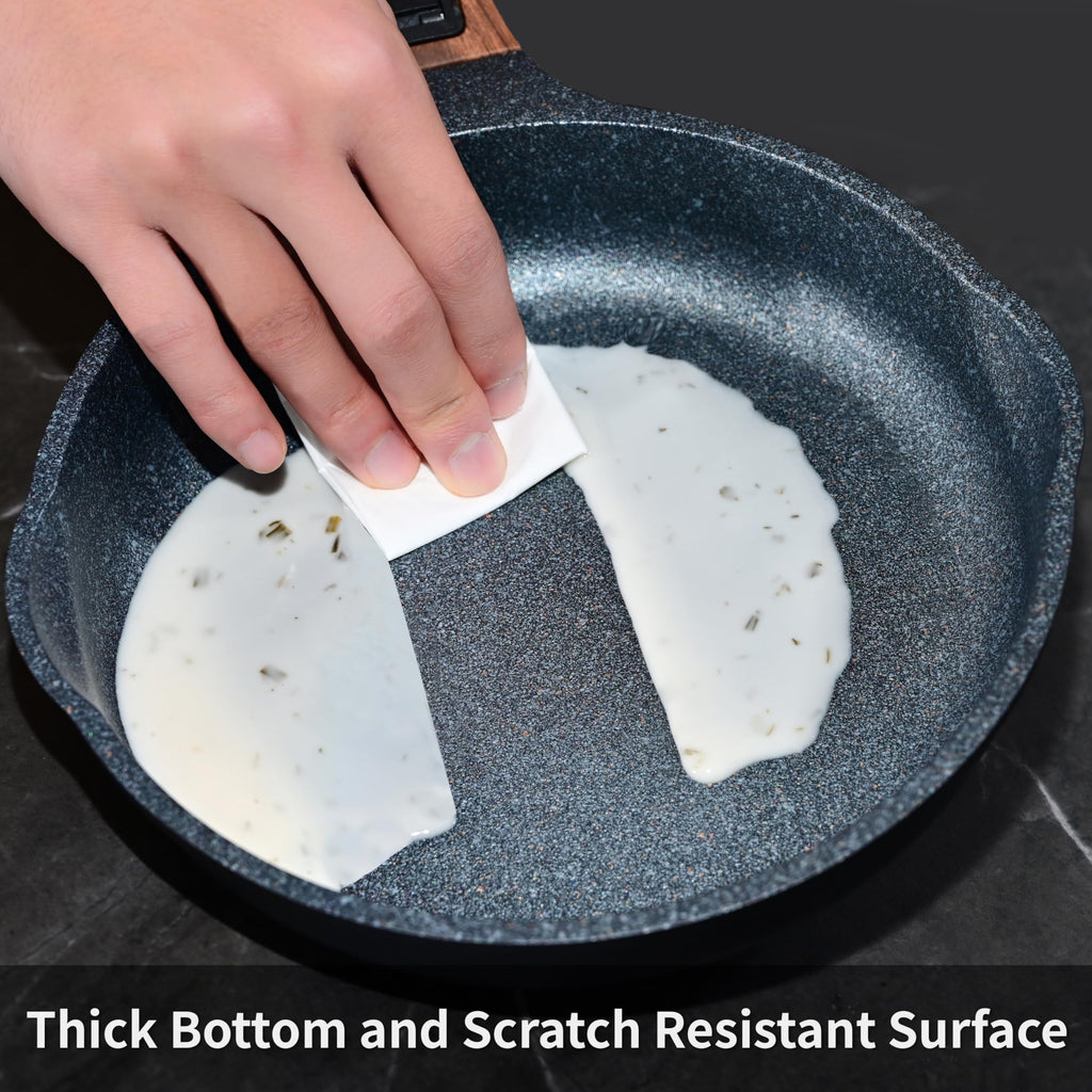 Bakoniion 8 Inch Smart Nonstick Frying Pan with Removable Handle, Cast Aluminum and Anti-Scratch Omelette Pan, Compatible with All Stovetops, Dishwasher and Oven Safe
