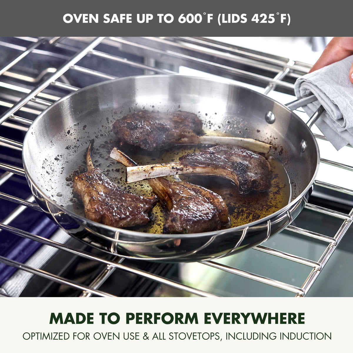 GreenPan Valencia Pro Tri-Ply Stainless Steel 10 Piece Cookware Set, Induction Ready Pots & Pans, Mirror Finish, Dishwasher & Oven/Broiler Safe to 600F, Compatible with All Cooktops