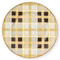 MACKENZIE-CHILDS Enamel Salad and Dessert Plate, Small Plate for a Dessert or Appetizer Dish, 8 Inches, Brown-and-White Tartan Mocha