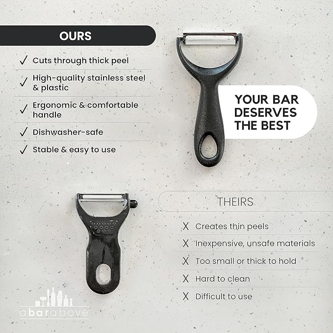 A Bar Above Gold Citrus Peeler, Premium Stainless Steel Fruit Peeler for Oranges, Lemons, and Garnishes, Ergonomic Bar Tool for Peeling Citrus, Cocktail Garnish Zester, Bartender Tool for Home and Bar