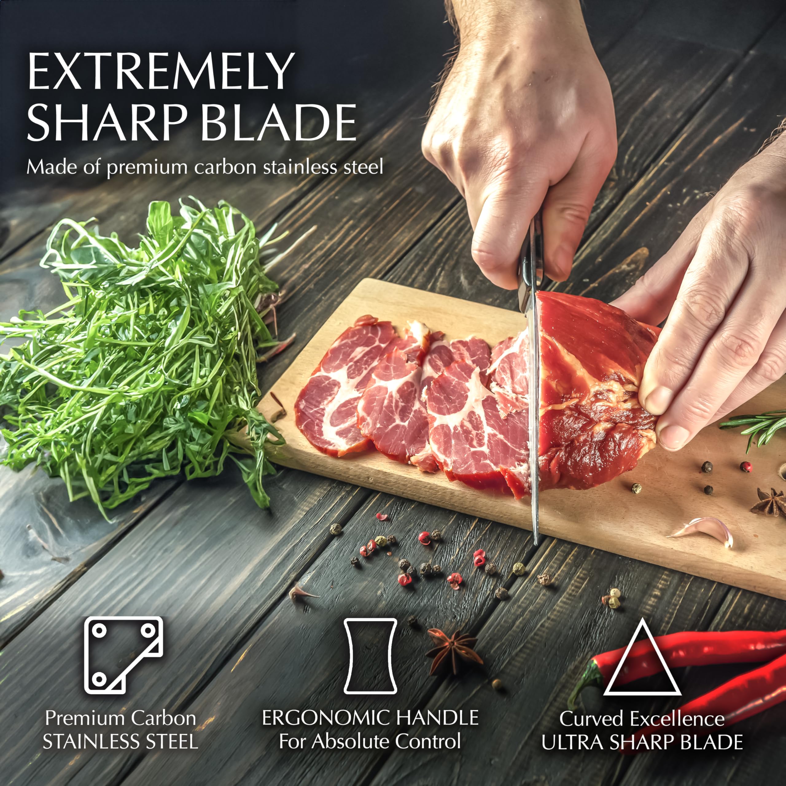 Moss & Stone 14 Pcs Kitchen Knife Set with Block, Stainless Steel