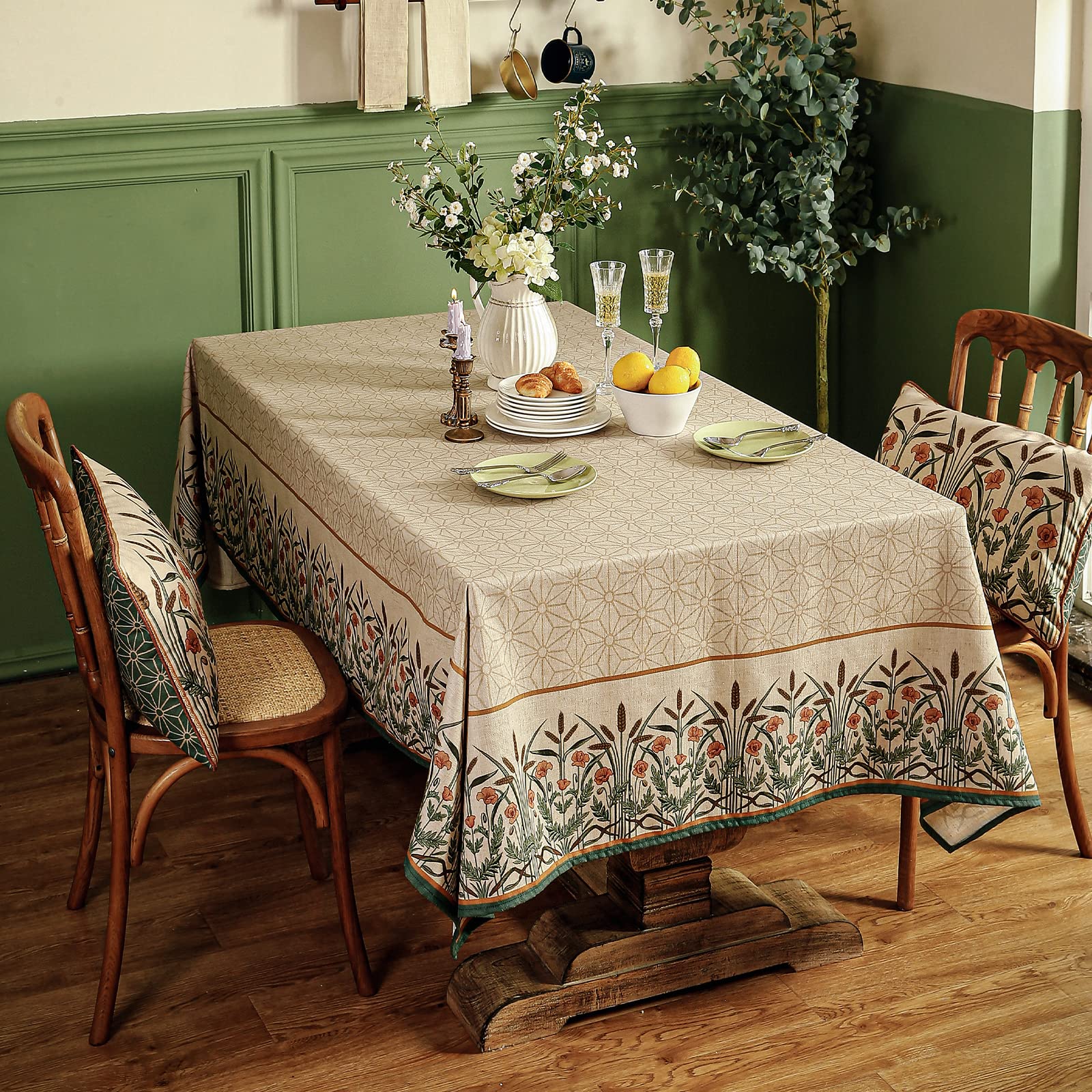 patdrea Vintage French Linen Tablecloth,Rectangular,118"x67"-Cudillero
