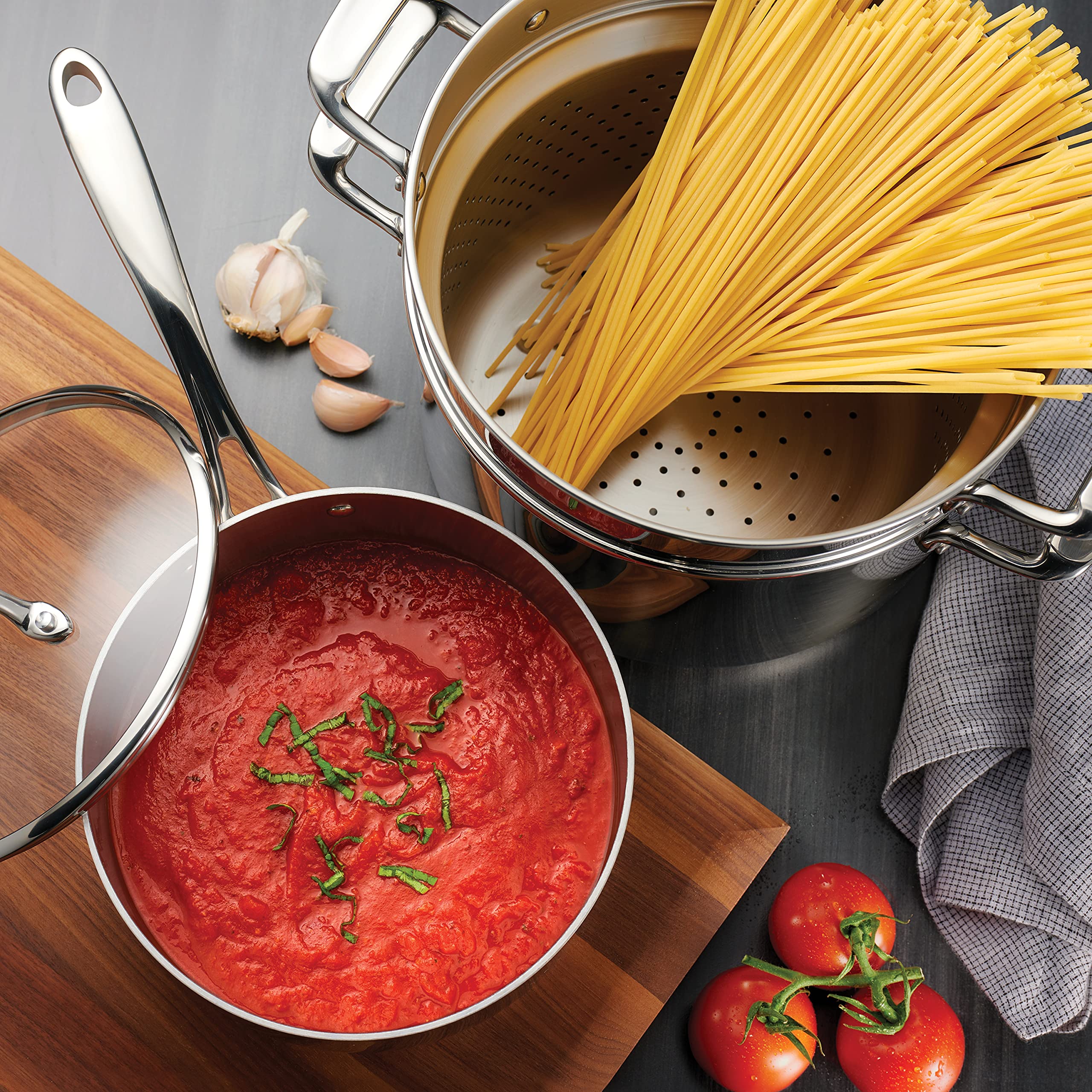 Tramontina Boston Tri-Ply Clad Stainless Steel 14-Pc Pots and Pans Set