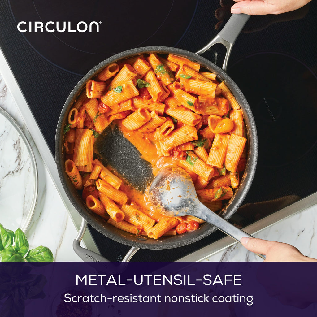 Circulon A1 Series with ScratchDefense Nonstick Induction Cookware, Large Saute Pan with Lid, Nonstick Pan, 5-Quart, Graphite