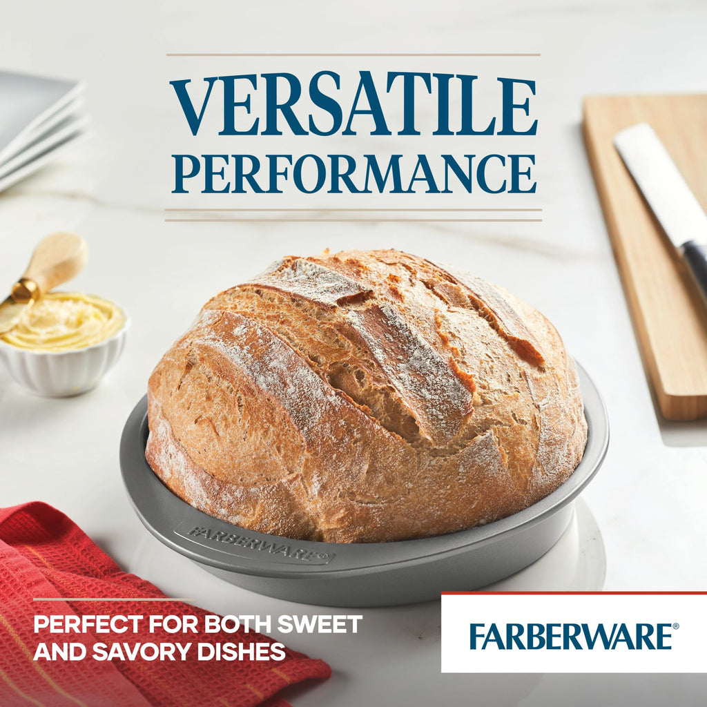 Farberware Nonstick Bakeware 9-Inch Round Cake Pan, Gray