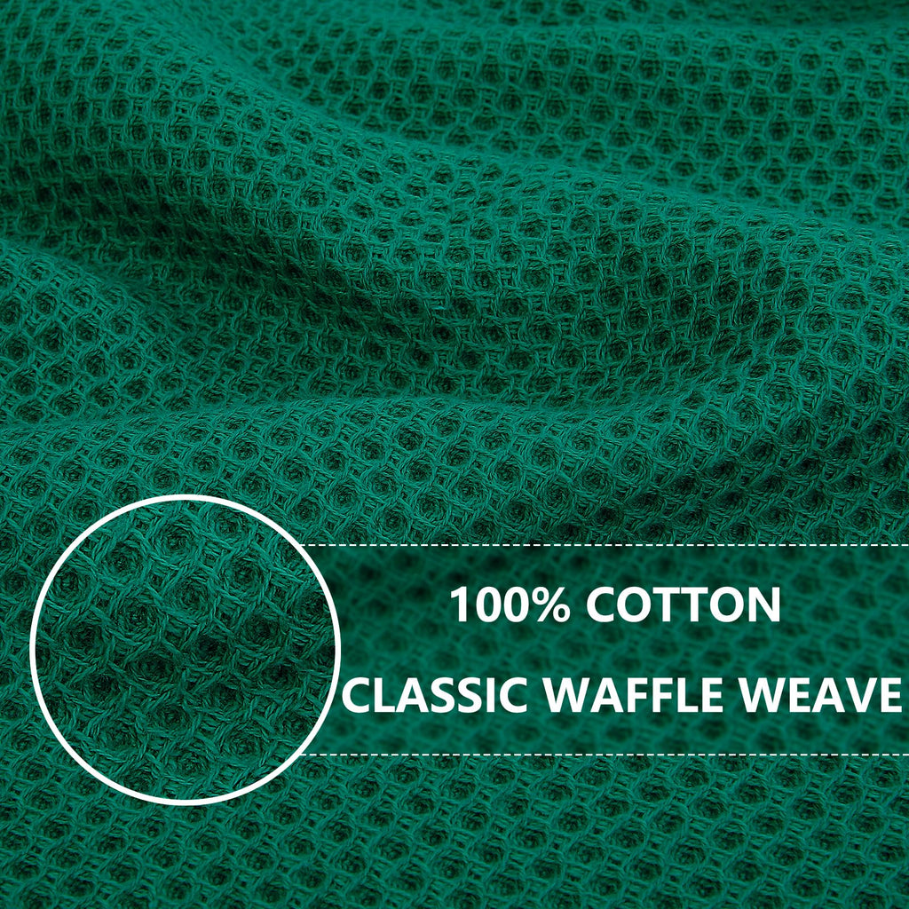 Homaxy 100% Cotton Waffle Weave Kitchen Dish Cloths, Ultra Soft Absorbent Quick Drying Dish Towels, 12 x 12 Inches, 12-Pack, Dark Green