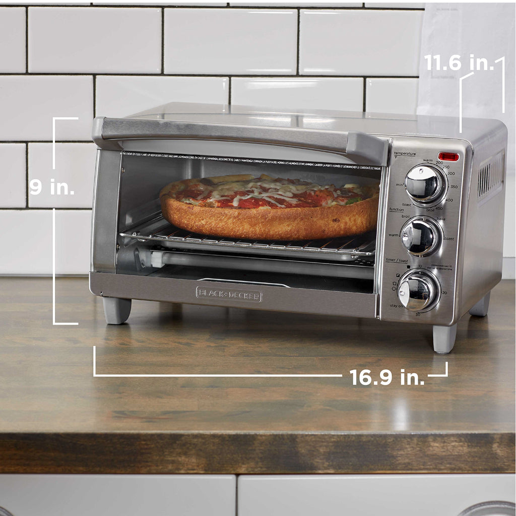 BLACK+DECKER 4-Slice Toaster Oven with Natural Convection, Stainless Steel, TO1760SS (TO1760SST-1)