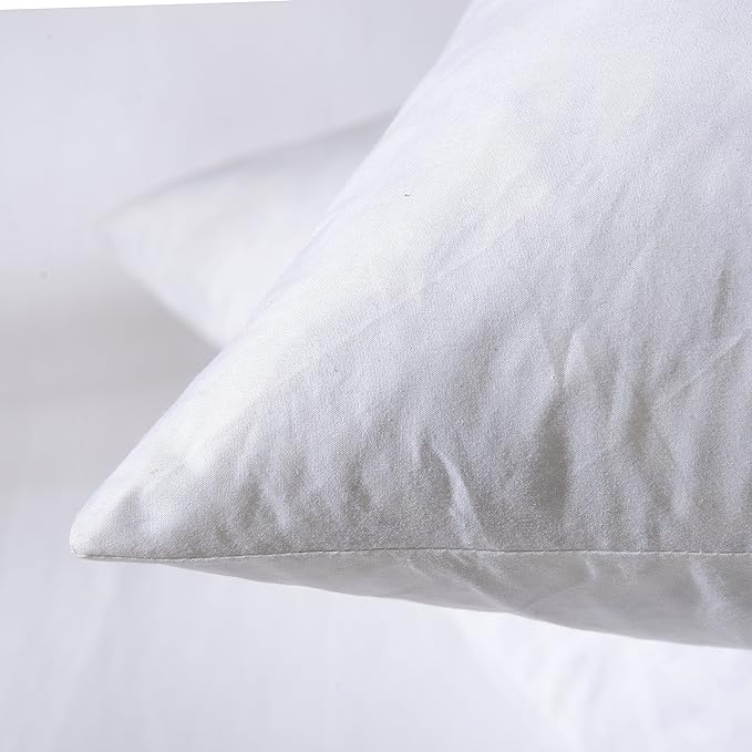 18x18 Decorative Throw Pillow Inserts-Down Feather Pillow Inserts-Square-Cotton Fabric-Set of 2-White.