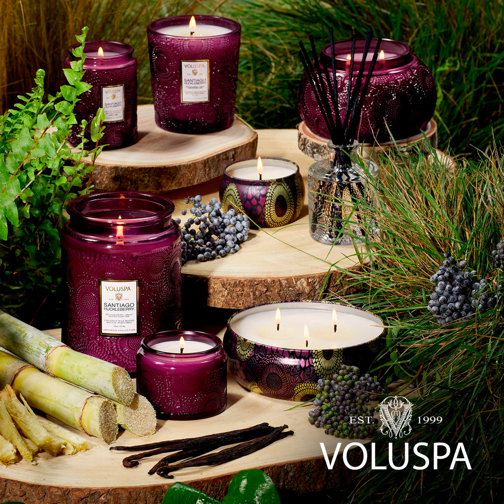 Voluspa Santiago Huckleberry Large Scented Candle Jar 18 Oz, 100 Hr Burn