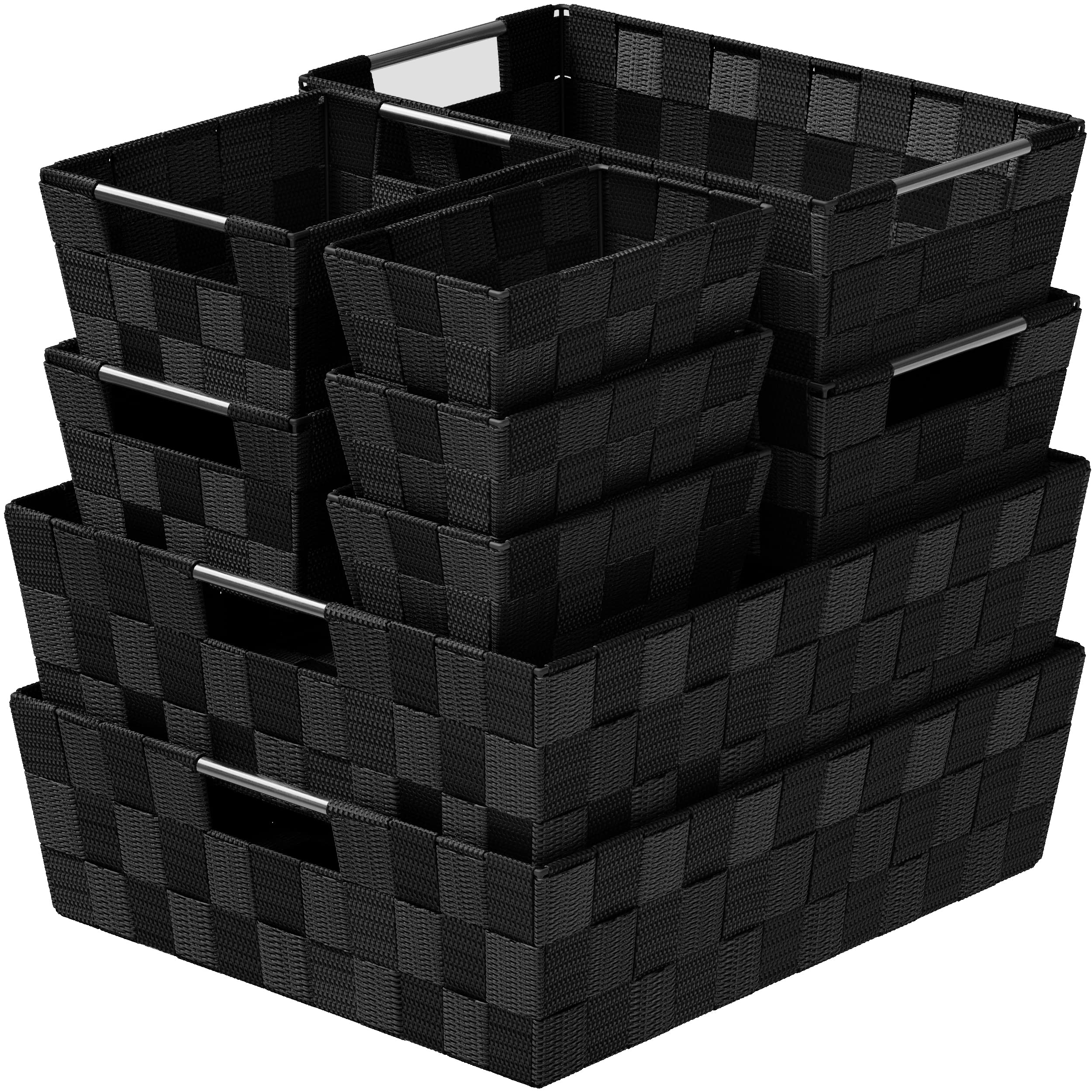 Baskets For Organizing Set Of 9 Black - Storage Baskets For Shelves - Perfect Closet Organizer Bins, Bathroom Basket, and Pantry Basket - Small Storage Bins For Shelves - Bin For Organization
