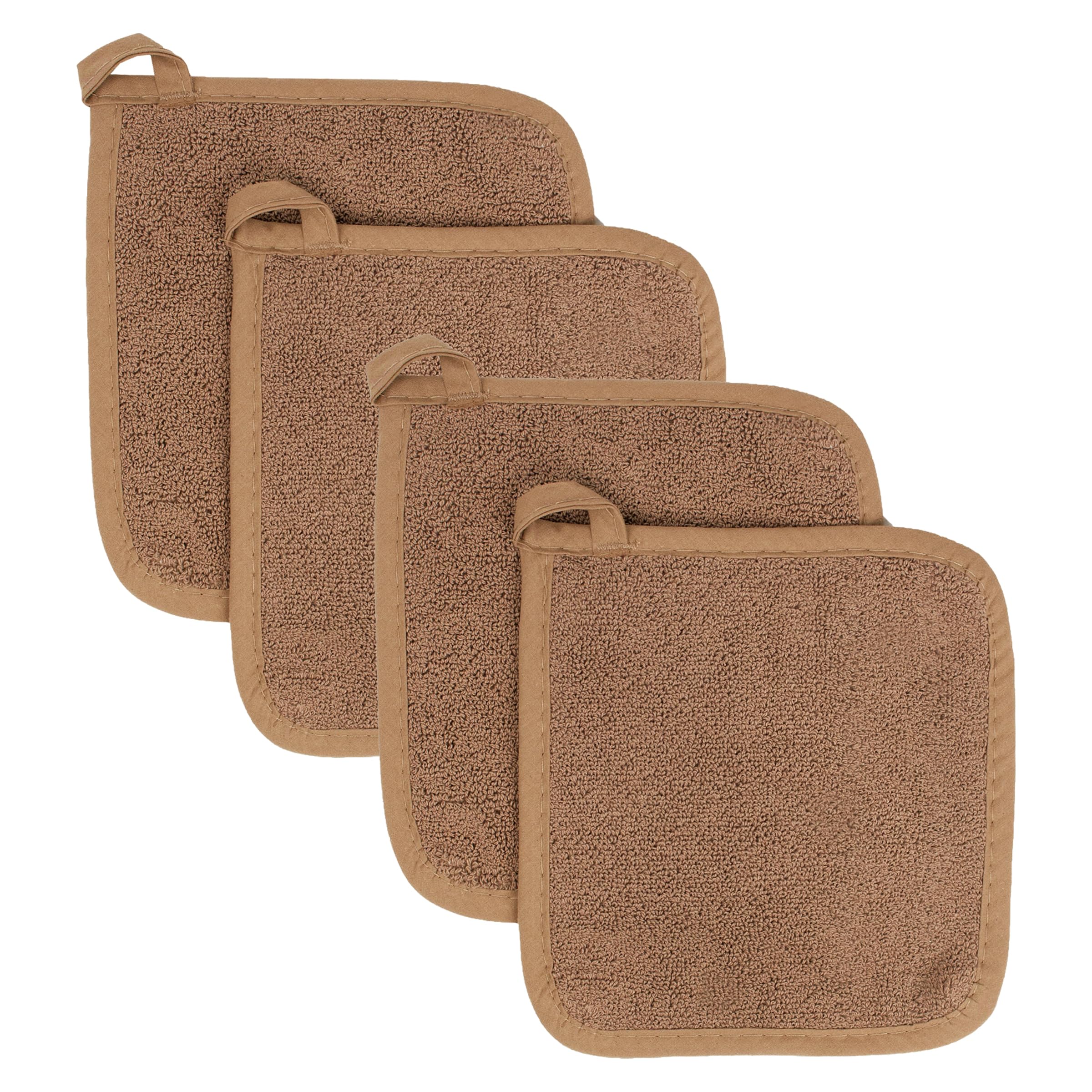 RITZ Terry Potholder & Hot Pad: Unparalleled Heat Resistant, Durable 100% Cotton – Ergonomically Designed for Optimal Grip – Easy-Care Machine Washable – 4-Pack, Copper