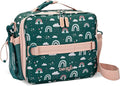 Bentgo Kids Lunch Bag - Durable, Double-Insulated Lunch Bag for Kids 3+; Holds Lunch Box, Water Bottle, & Snacks; Easy-Clean Water-Resistant Fabric & Multiple Zippered Pockets (Green Rainbow)