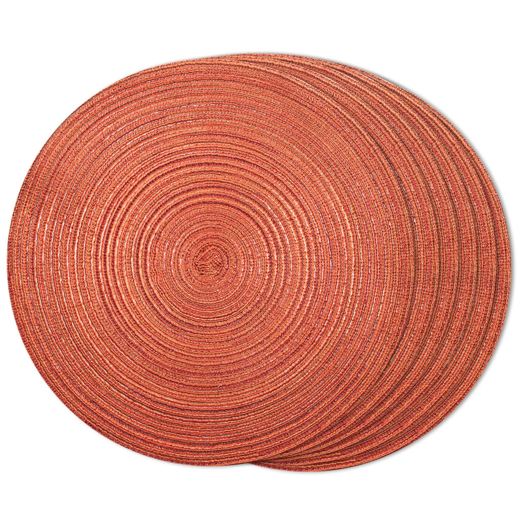 FunWheat Round Braided Placemats Set of 6 Place mats for Dining Tables Woven Heat Resistant Table Mats 15 inch for Fall(Orange)