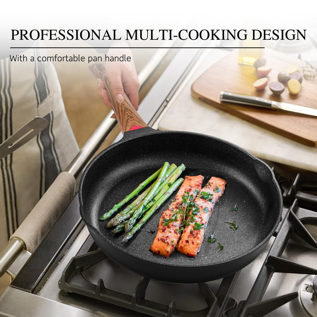 Vinchef 12.5" Non Stick Frying Pans, Skillet with Lid Used for All Stoves, Induction Non Toxic Cookware, Cooking Pans Nonstick Capable of Kitchen