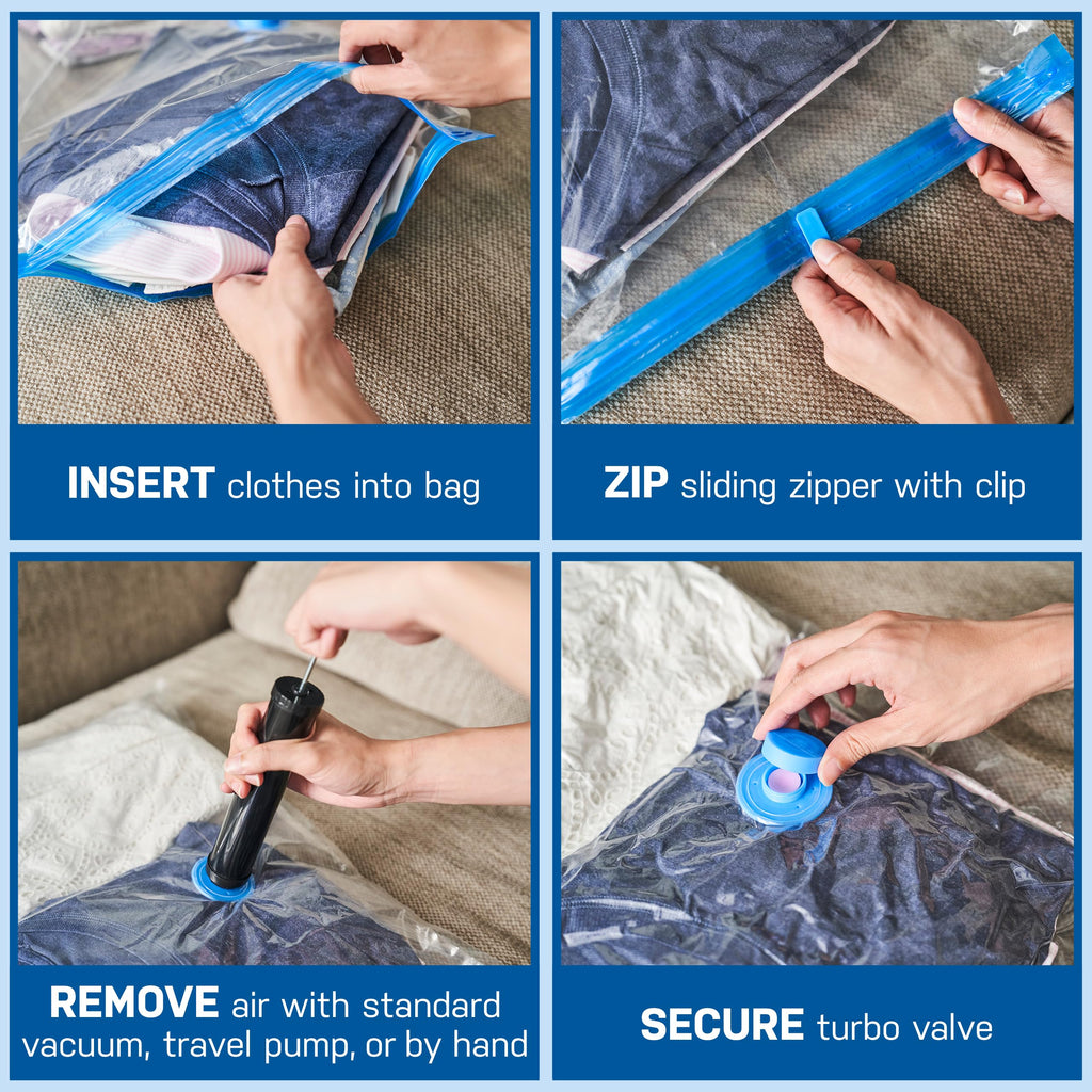 Spacesaver Jumbo Vacuum Storage Bags for Comforters, Blankets & Clothes – Vacuum Sealed Compression Bag with Hand Pump – Space Saver Storage Bag for Bedding, Moving, Travel & Organization (5 Pack)
