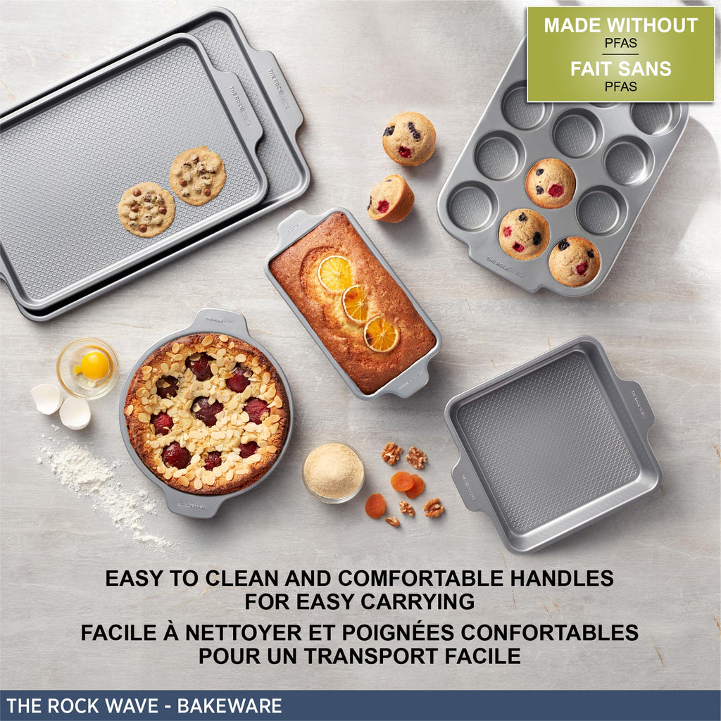 Starfrit The Rock Wav 9" Non-Stick Square Baking Pan, Carbon Steel, Grey