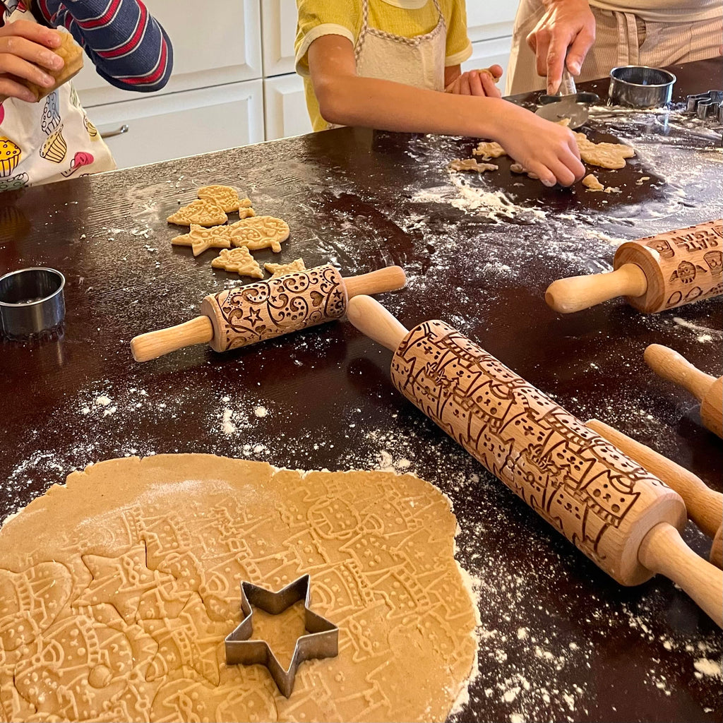 MOSS ROSE Embossed Rolling Pin for Ceramic. Clay Roller and Ceramic Stamp for Embossing Pottery. Baking Gifts for Women by Algis Crafts for Embossed Cookies