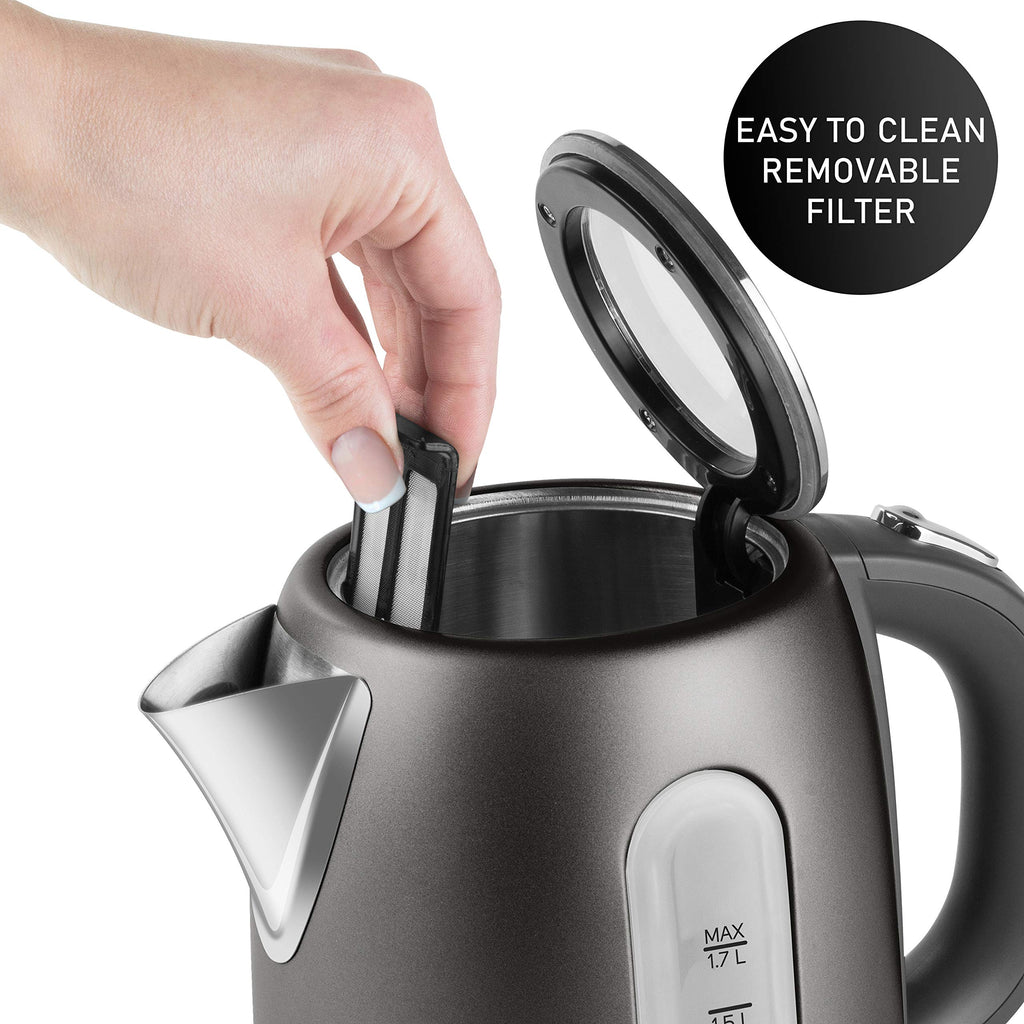 Sencor SWK1778BK 1.7L Stainless Steel Electric Kettle with Lid Safety Lock, Black