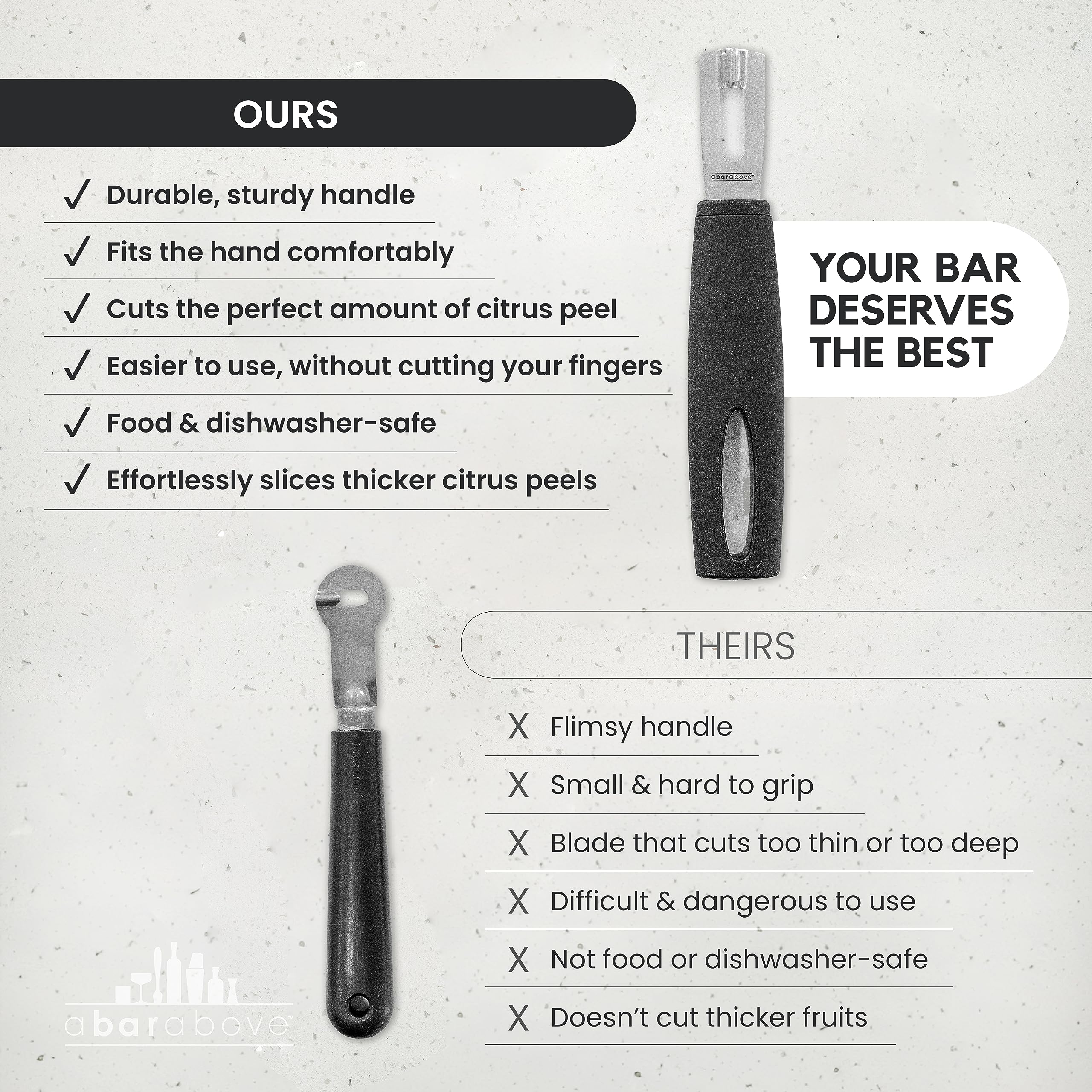 A Bar Above Channel Knife, Black Ergonomic Handle Stainless Steel Blade