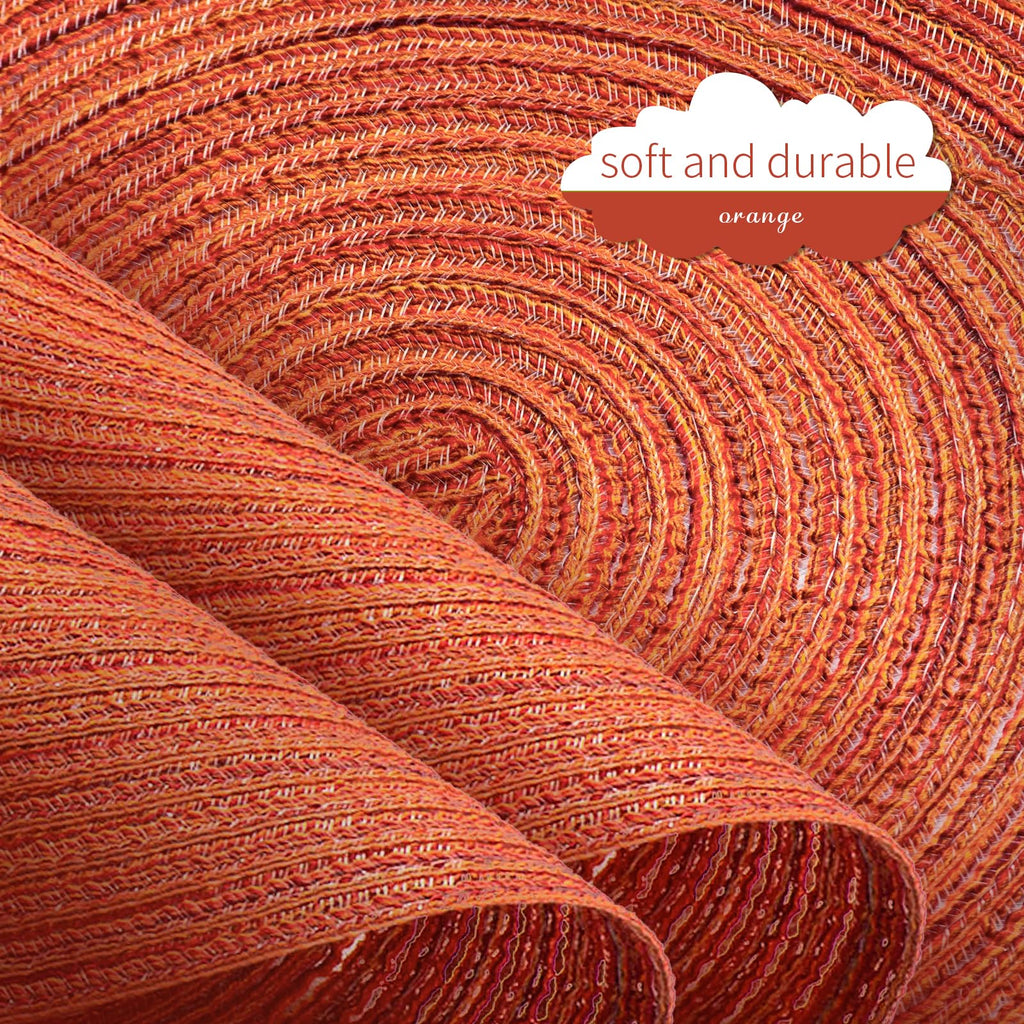 FunWheat Round Braided Placemats Set of 6 Place mats for Dining Tables Woven Heat Resistant Table Mats 15 inch for Fall(Orange)
