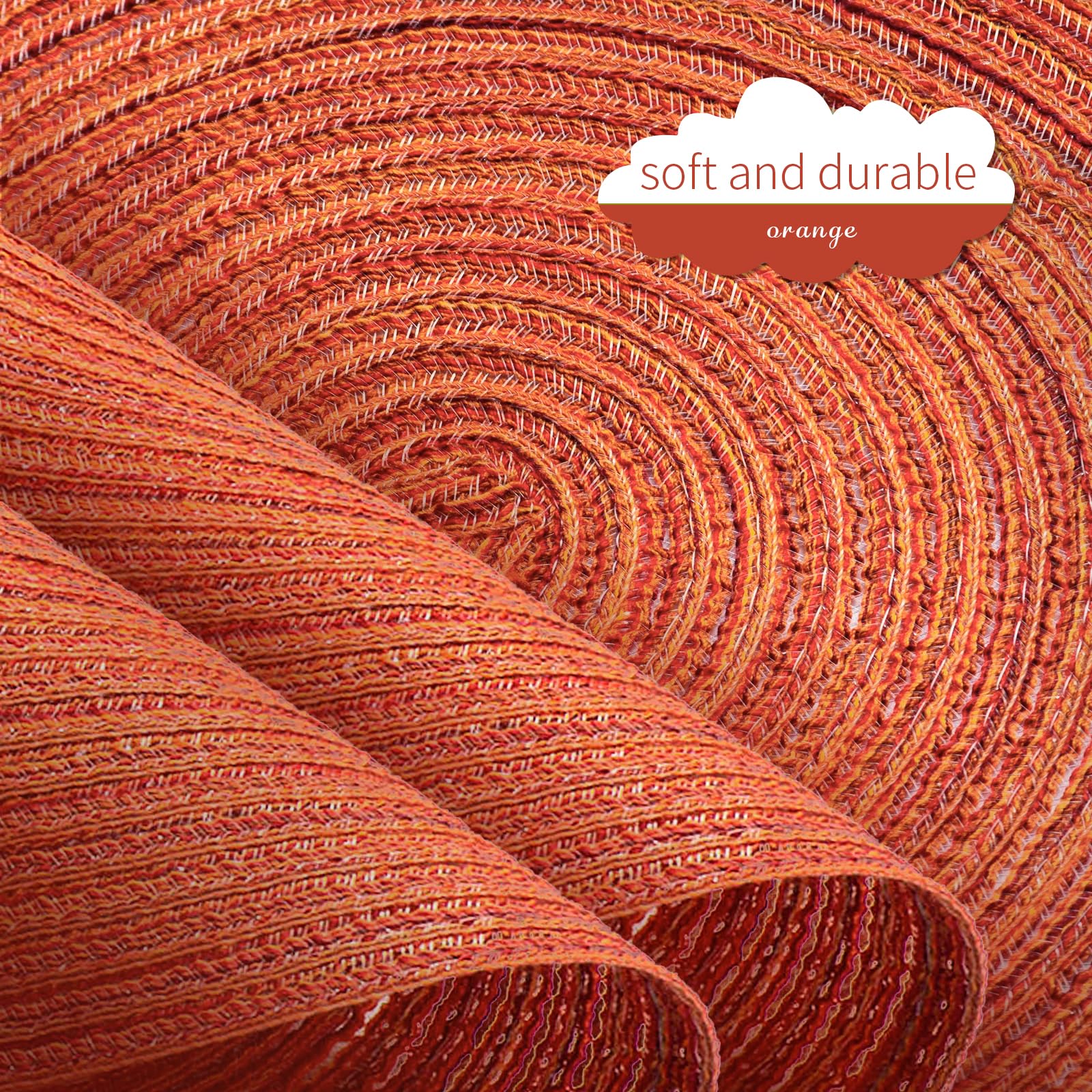 FunWheat Round Braided Placemats Set of 6 Place mats for Dining Tables Woven Heat Resistant Table Mats 15 inch for Fall(Orange)