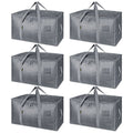 BALEINE 6-Pack Oversized Moving Bags with Reinforced Handles, Heavy-Duty Storage Tote for Clothes, Moving Supplies (Winter Grey, 6-Pack)