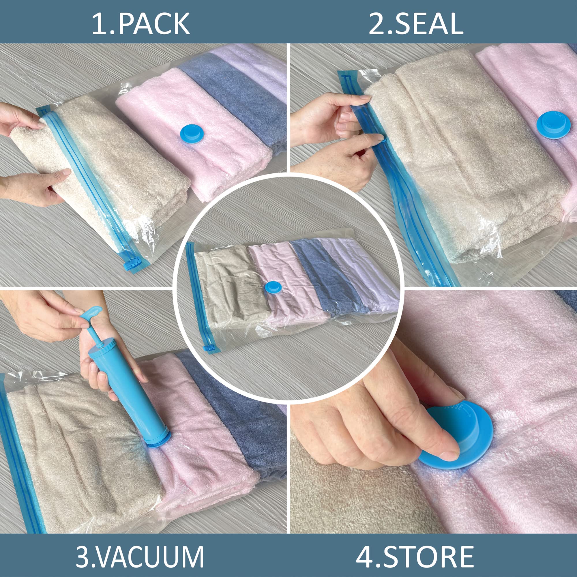 Roomimaster Vacuum Storage Bags, Vacuum Seal Space Saver Bags for Clothing, Travel Lugggage, Carry-on, Blankets, Comforters, Pillow, Bedding, 10 Combo