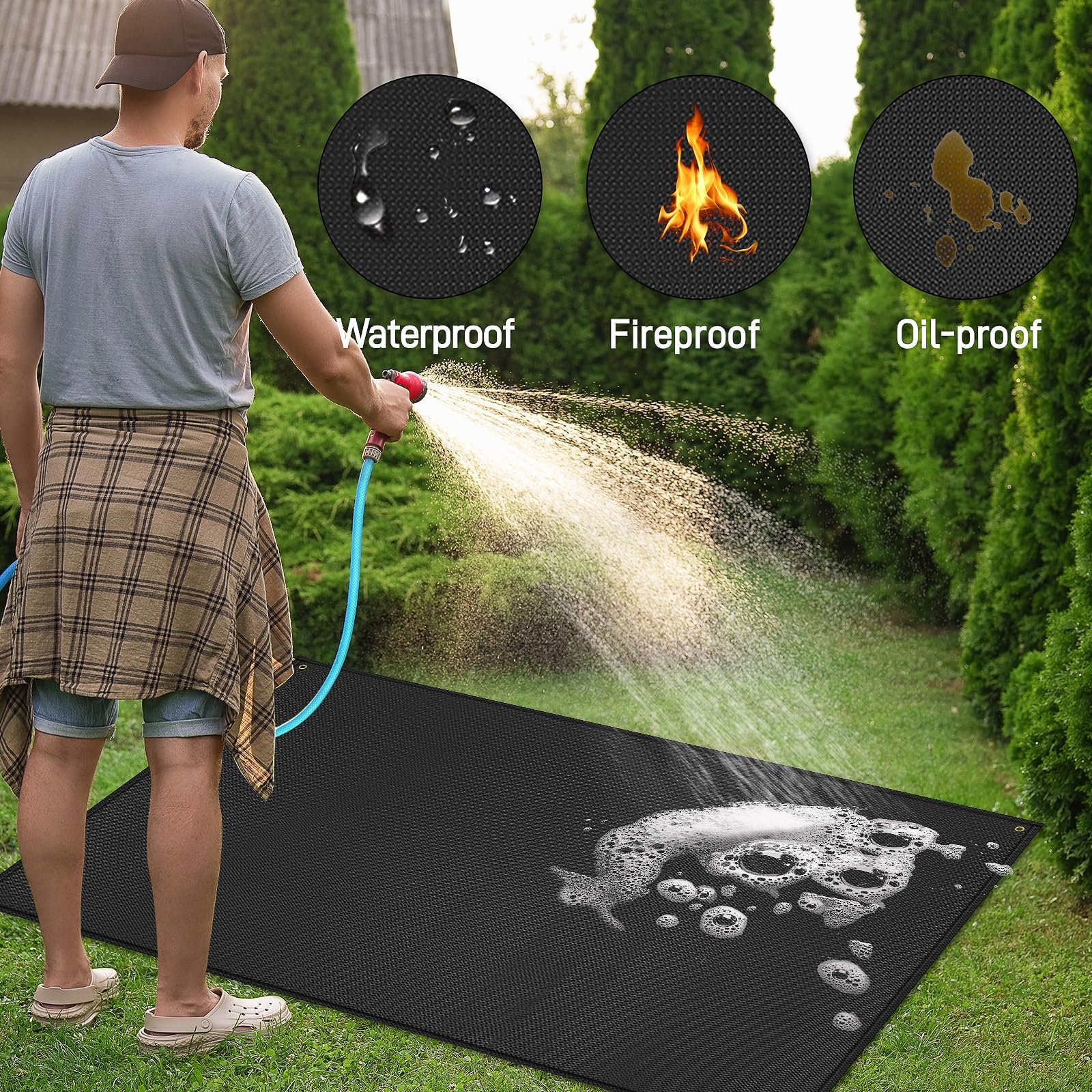 TOHONFOO Large Grill Mats for Outdoor Grill Deck Protector 90 x 48 x 0.02in