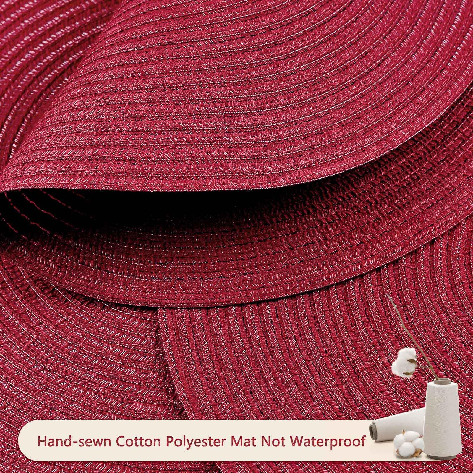 FunWheat Round Braided Placemats Set of 8 Place mats for Dining Tables Woven Heat Resistant Table Mats 15 inch (Wine,8pcs)