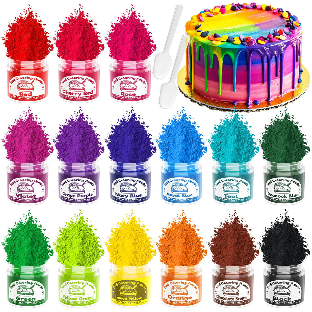 Food Coloring Powder for Baking - 15 Bright Colors Powdered Food Coloring