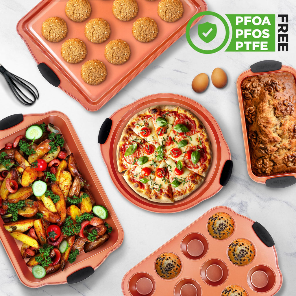 NutriChef 10 Pc Baking Pans Set Nonstick, Cookie Sheet and Pizza Pans
